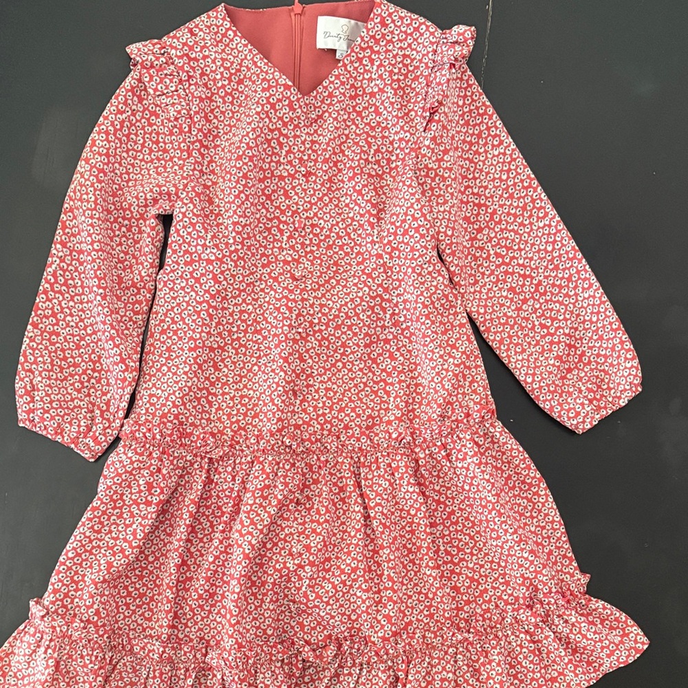 Dainty Jewells Red Floral Kids Dress